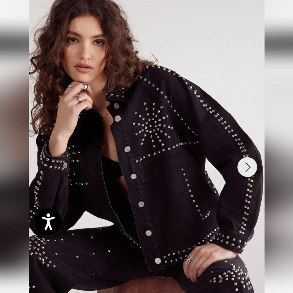 NWT Nasty Gal
Western Studded Denim Jacket, Size 4